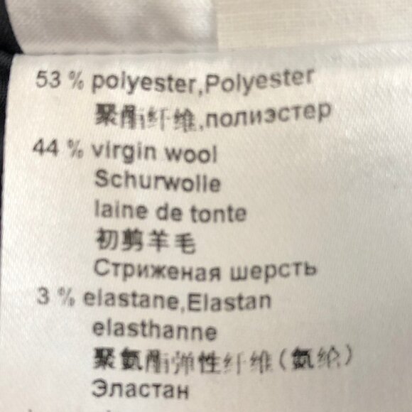 Marc Cain Wide Leg Wool+Poly Lined Cuffed Pinstripe Pants Blk & Gry Sz N4 (US10) - Picture 11 of 12